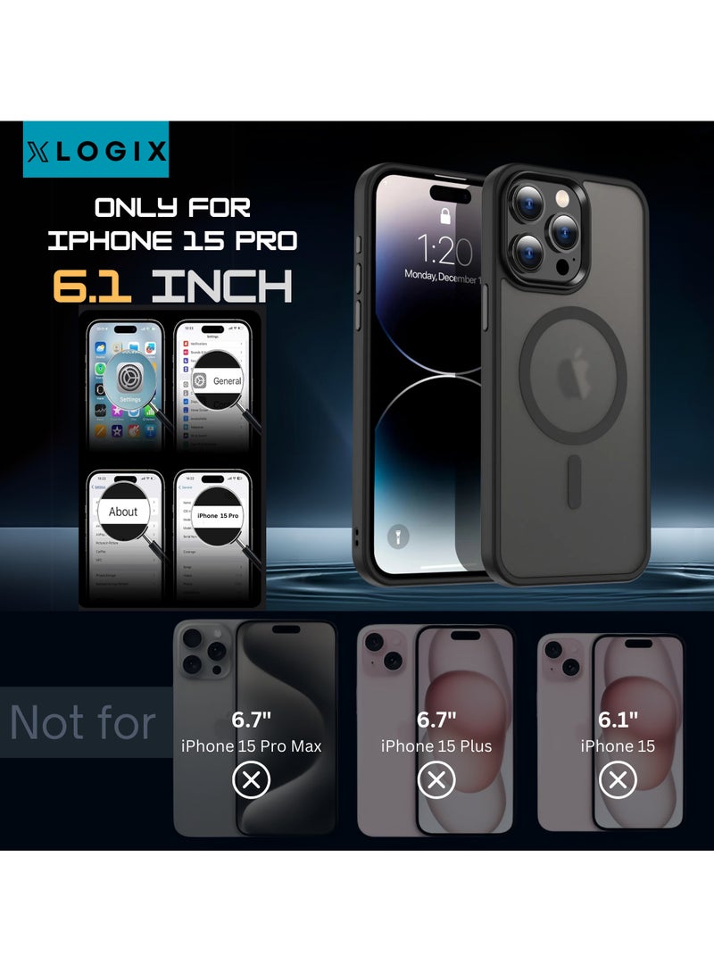 XLogix FrostX for iPhone 15 Pro Case, Frosted Black - Slim Protective Cover with MagSafe Compatibility | Shockproof & Scratch-Resistant Design, FrostX Series - Image 5