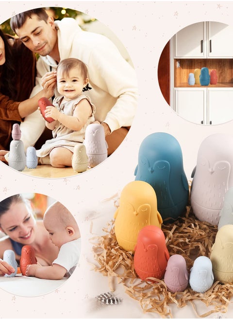 Penguin Silicone Nesting Dolls for Toddlers Montessori Educational Toy Gift for Kids 3 Years and Up