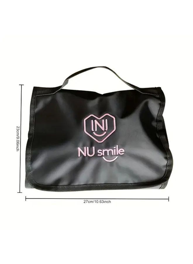 Black Large Capacity Cosmetic Organizer Bag Foldable Travel Makeup Pouch With Multiple Compartments Portable Toiletry Storage For Women Sleek Design For Daily Use Or Trips Minimalist Design Zipper Closure - Image 4