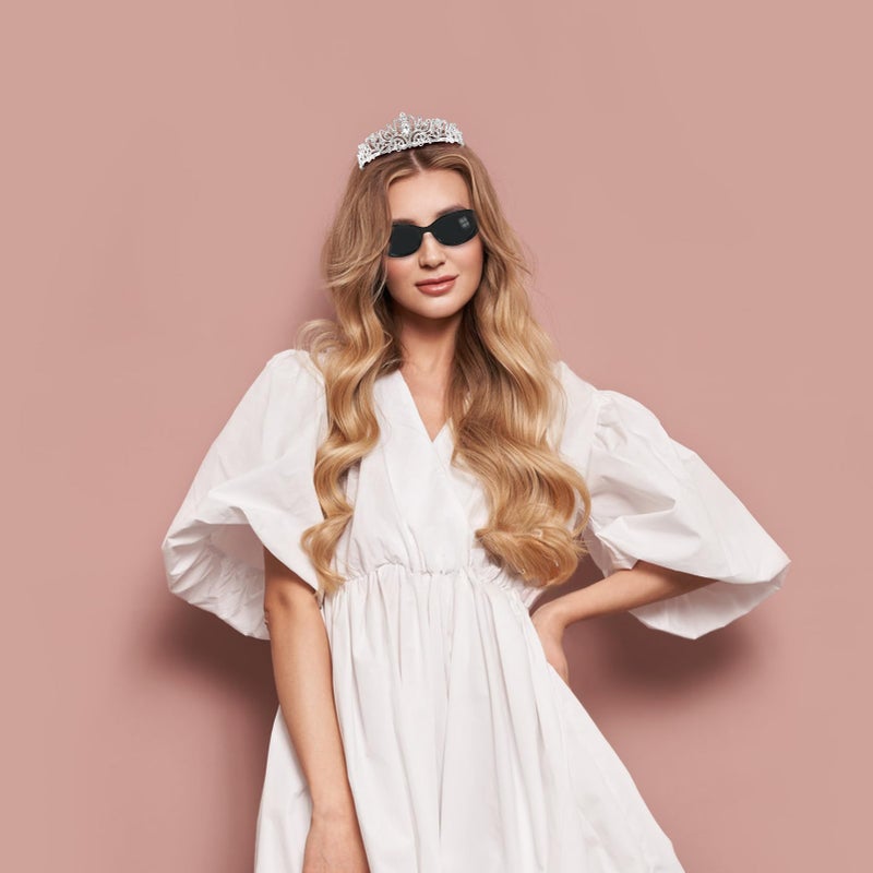 Furutonhe 8 Pcs Princess Tiara Crowns and Sunglasses Women Costume Accessories Set Dress Up Bachelorette Party Favors for Diaries Mia - Image 5