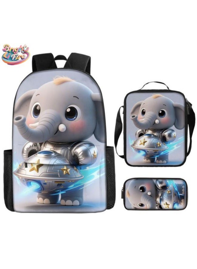 Bright Li Fire Unlock the new fashion of childish fun! Three-piece set of bags, cartoon elements for children and teenagers (students, children, friends' outings, mountain climbing, schooling, etc. can be used) - 88 - Image 1