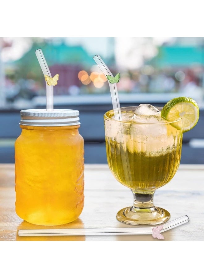 Happy Home Pack of 5 Reusable Butterfly Glass Straws with Cleaning Brush Suitable for Various Cold and Hot Drinks Curved Drinking Straw for Lemonade, Juice, Smoothie, Milk - Image 5