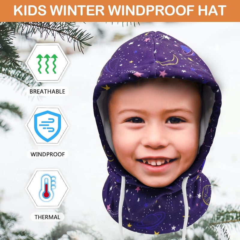 Ineetatu Kids Winter Balaclava Windproof Hats (2 Pack), Warm Fleece Ski Mask Neck Warmer for Boys & Girls, Adjustable Full Face Cover - Image 3