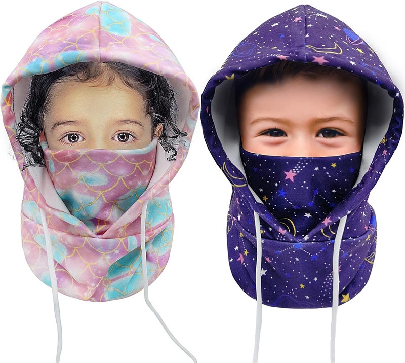 Ineetatu Kids Winter Balaclava Windproof Hats (2 Pack), Warm Fleece Ski Mask Neck Warmer for Boys & Girls, Adjustable Full Face Cover - Image 1