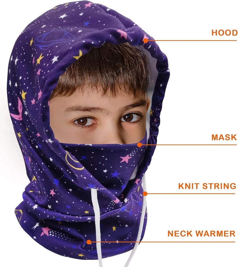 Ineetatu Kids Winter Balaclava Windproof Hats (2 Pack), Warm Fleece Ski Mask Neck Warmer for Boys & Girls, Adjustable Full Face Cover - Image 2