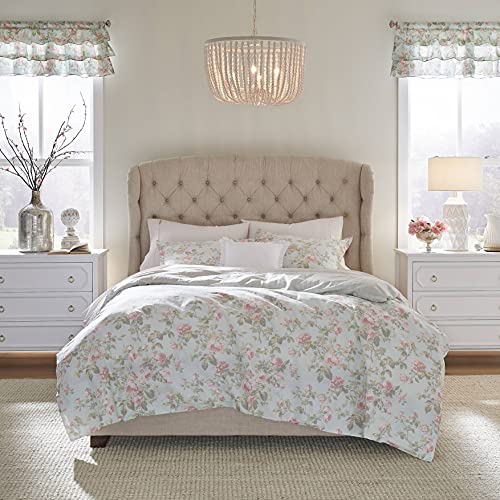 Laura Ashley Home - Queen Duvet Cover Set, Reversible Cotton Bedding with Matching Shams, Breathable Home Decor for All Seasons (Madelynn Blue, Queen) - Image 1