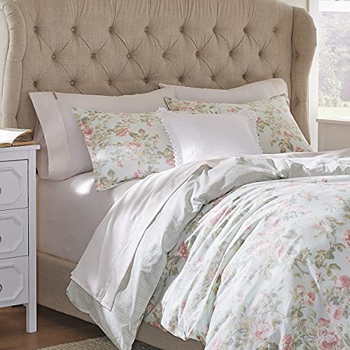 Laura Ashley Home - Queen Duvet Cover Set, Reversible Cotton Bedding with Matching Shams, Breathable Home Decor for All Seasons (Madelynn Blue, Queen) - Image 4