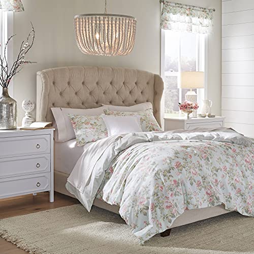 Laura Ashley Home - Queen Duvet Cover Set, Reversible Cotton Bedding with Matching Shams, Breathable Home Decor for All Seasons (Madelynn Blue, Queen) - Image 2