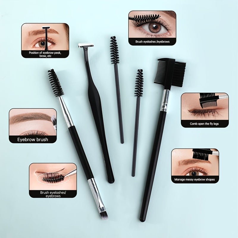 Stainless Steel 10pcs Eyebrow Trimming Tool Set With Scissors Razor Tweezers Comb - Image 3