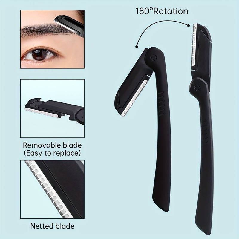 Stainless Steel 10pcs Eyebrow Trimming Tool Set With Scissors Razor Tweezers Comb - Image 2