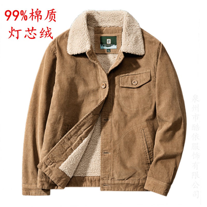 Men'S Lamb Fleece Cotton Coat 2021 Sports Men'S Corduroy Warm Jacket Casual Tooling Fashion Brand Cotton Coat - Image 2