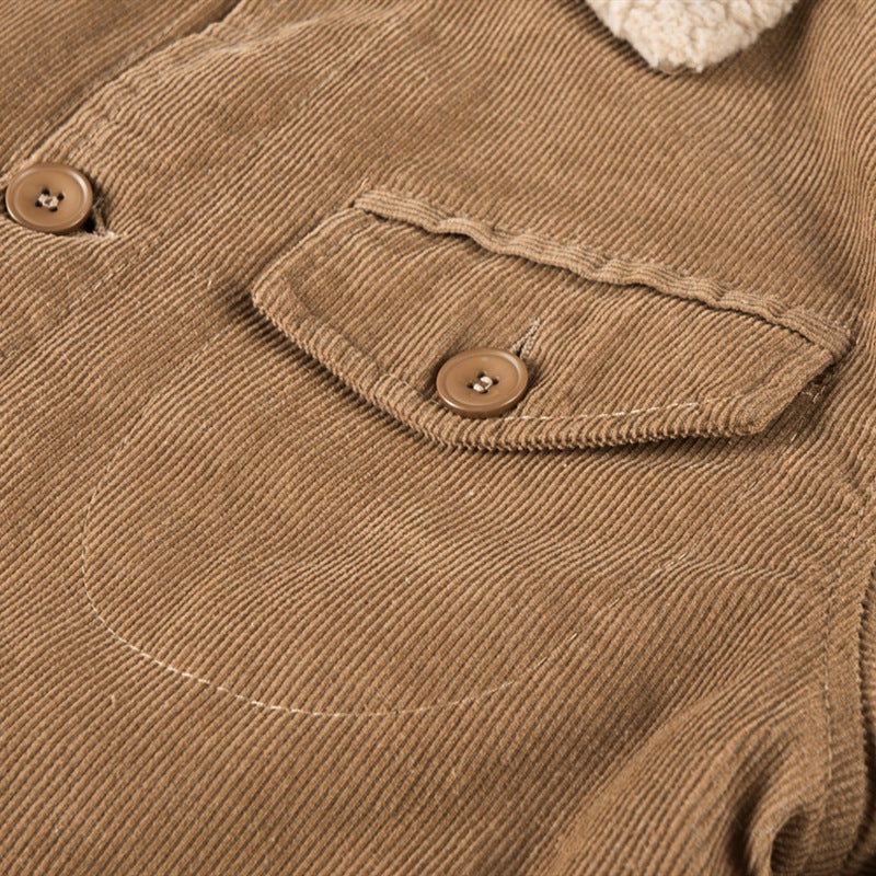 Men'S Lamb Fleece Cotton Coat 2021 Sports Men'S Corduroy Warm Jacket Casual Tooling Fashion Brand Cotton Coat - Image 4