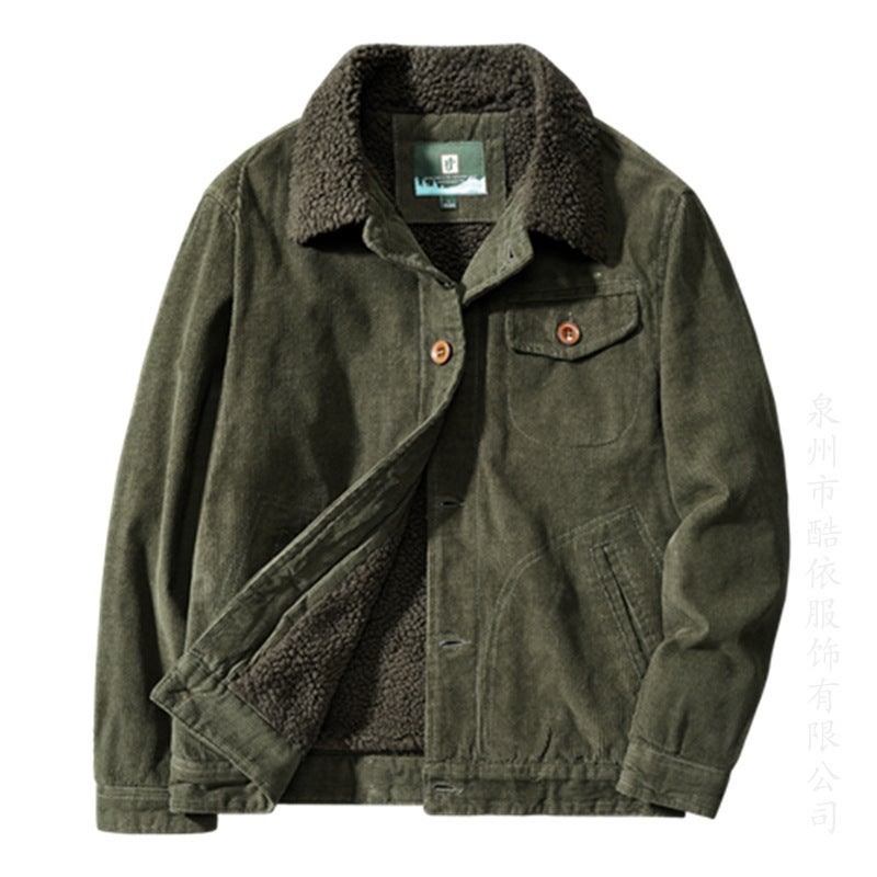 Men'S Lamb Fleece Cotton Coat 2021 Sports Men'S Corduroy Warm Jacket Casual Tooling Fashion Brand Cotton Coat - Image 1