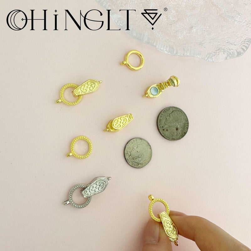 OHINGLT Fold Over Magnetic Necklace Clasps and Closures 18K Gold and Silver Plated Brass with Loop Magnet Converter for DIY Bracelet Jewelry Making - Image 4