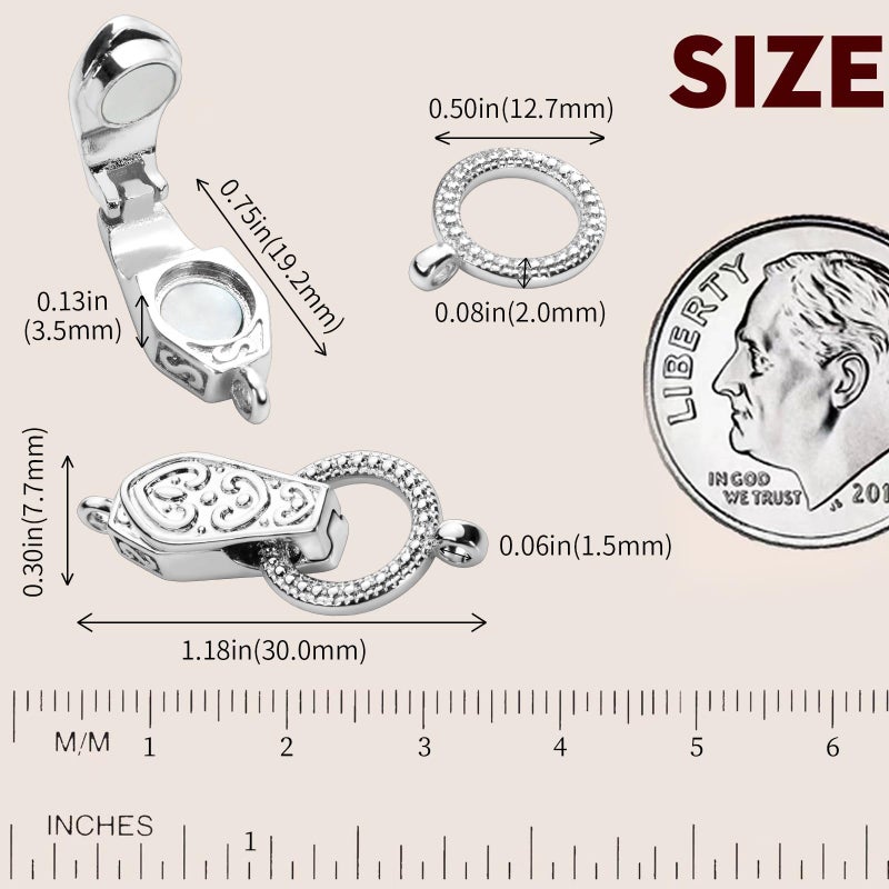 OHINGLT Fold Over Magnetic Necklace Clasps and Closures 18K Gold and Silver Plated Brass with Loop Magnet Converter for DIY Bracelet Jewelry Making - Image 2