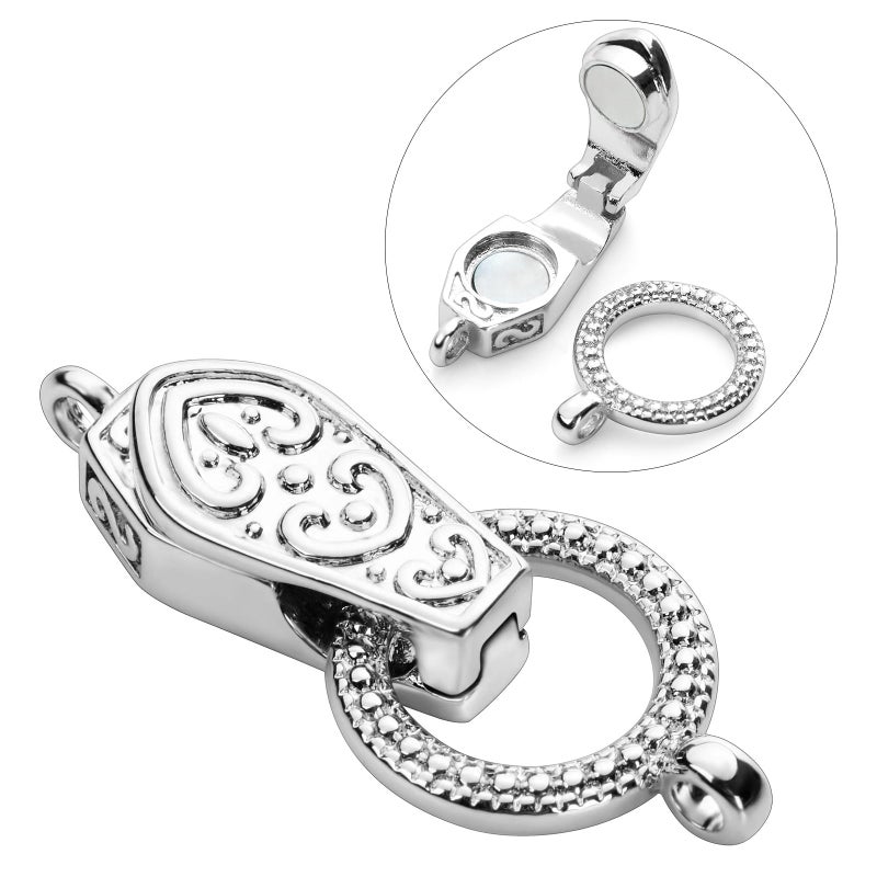 OHINGLT Fold Over Magnetic Necklace Clasps and Closures 18K Gold and Silver Plated Brass with Loop Magnet Converter for DIY Bracelet Jewelry Making - Image 1