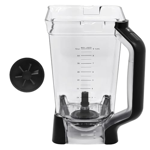 SettleDown Replacement Pitcher 72 oz XL Compatible with Ninja Blender (New Model) BL610,72oz Pitcher Blender Parts for Ninja BL710WM BL710WMC CO610B CO650B CT610,NEW Model Top Lid with Rim/Handle Extension ONLY - Image 1