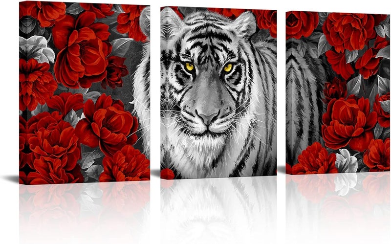 Kalormore Black and White Tiger Canvas Wall Art - Image 1