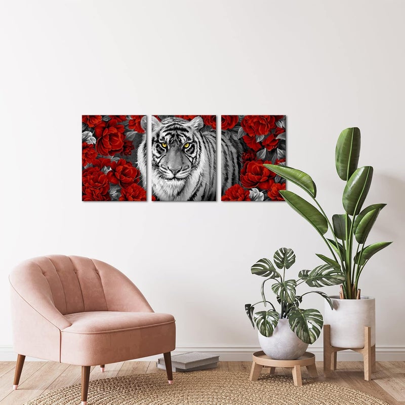Kalormore Black and White Tiger Canvas Wall Art - Image 2