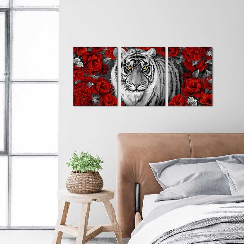 Kalormore Black and White Tiger Canvas Wall Art - Image 4