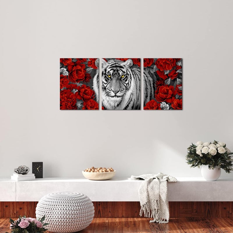 Kalormore Black and White Tiger Canvas Wall Art - Image 3