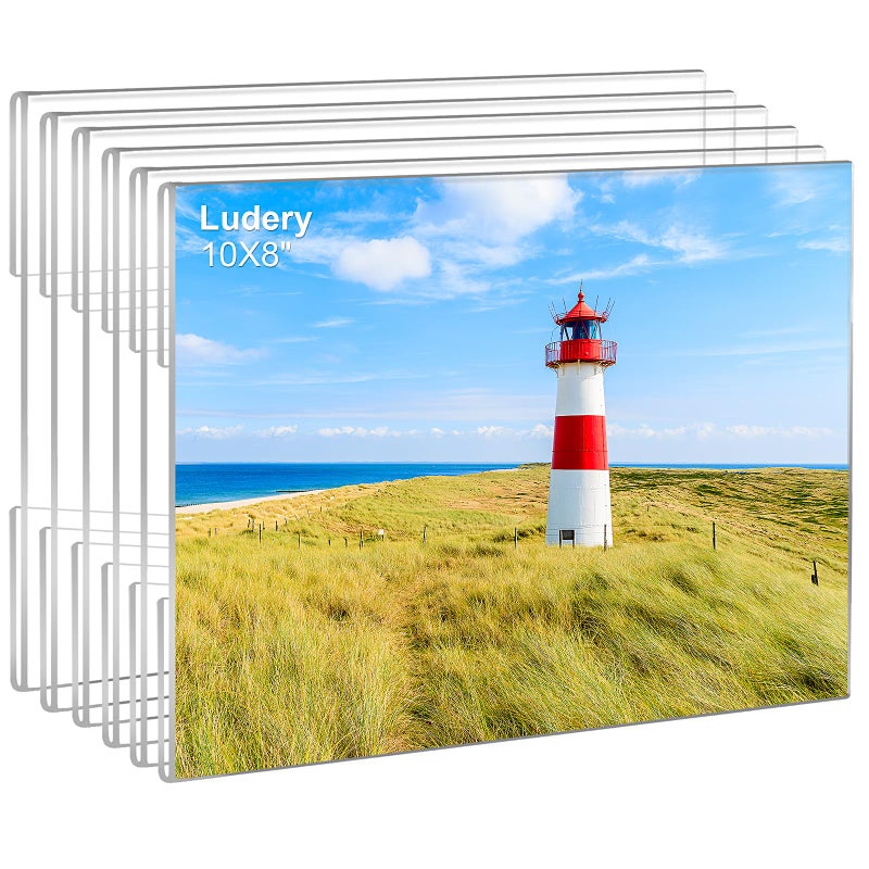 Ludery 8x10 Acrylic Picture Frames Set of 6, Clear Photo Frame for Wall with Tape, Clear Picture Photo Frames 8x10 for Home, School, Office - Horizontal - Image 1