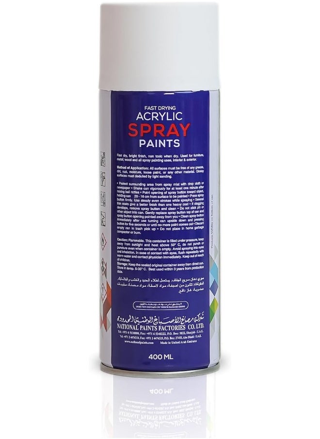 NATIONAL PAINTS National Paints Fast Drying Acrylic Spray Paint - White 800  - Image 2