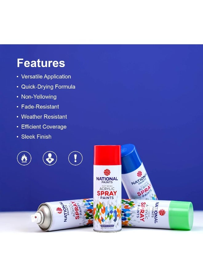 NATIONAL PAINTS National Paints Fast Drying Acrylic Spray Paint - White 800  - Image 5