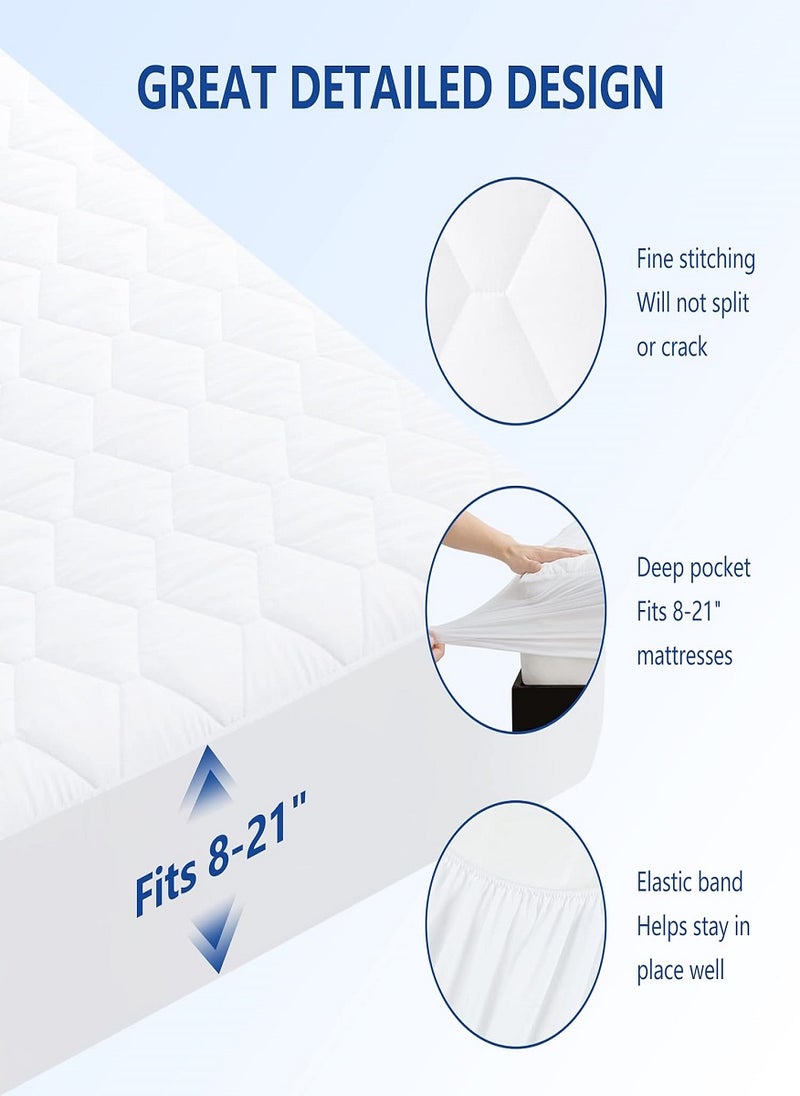 Blueberry Extra Deep Quilted Mattress Bed Protector Topper Fitted Cover 100X200+20cm - Image 5