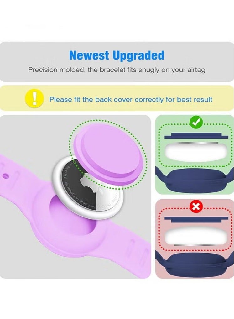 AirTag Bracelet for Kids, Waterproof Cute Cartoon Air tag Holder for Kids with Soft Silicone Full Coverage Anti-Lost Hidden Airtag Wristband Accessories for Child (Purple)  - Image 4