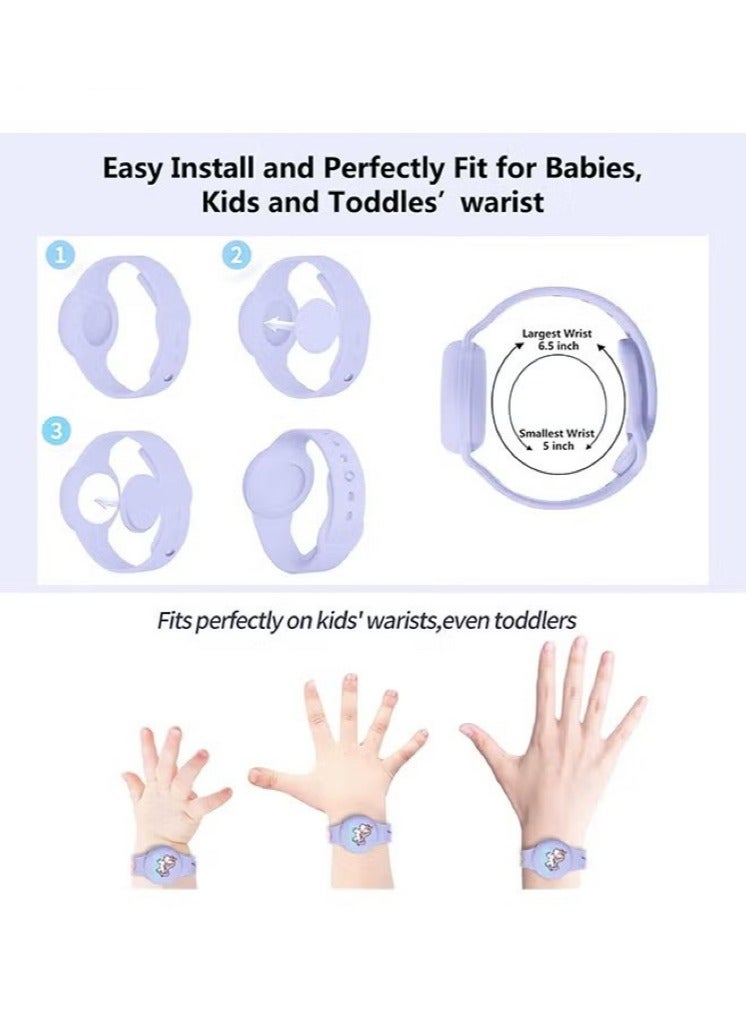 AirTag Bracelet for Kids, Waterproof Cute Cartoon Air tag Holder for Kids with Soft Silicone Full Coverage Anti-Lost Hidden Airtag Wristband Accessories for Child (Purple)  - Image 2