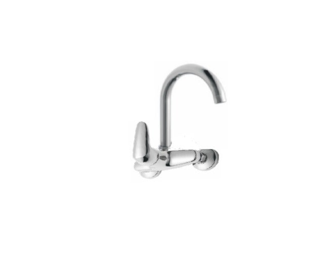 Oceanic Wall Mounted Kitchen Mixer – Brass Body Sink Faucet, Chrome Finish, Hot & Cold Water Tap
