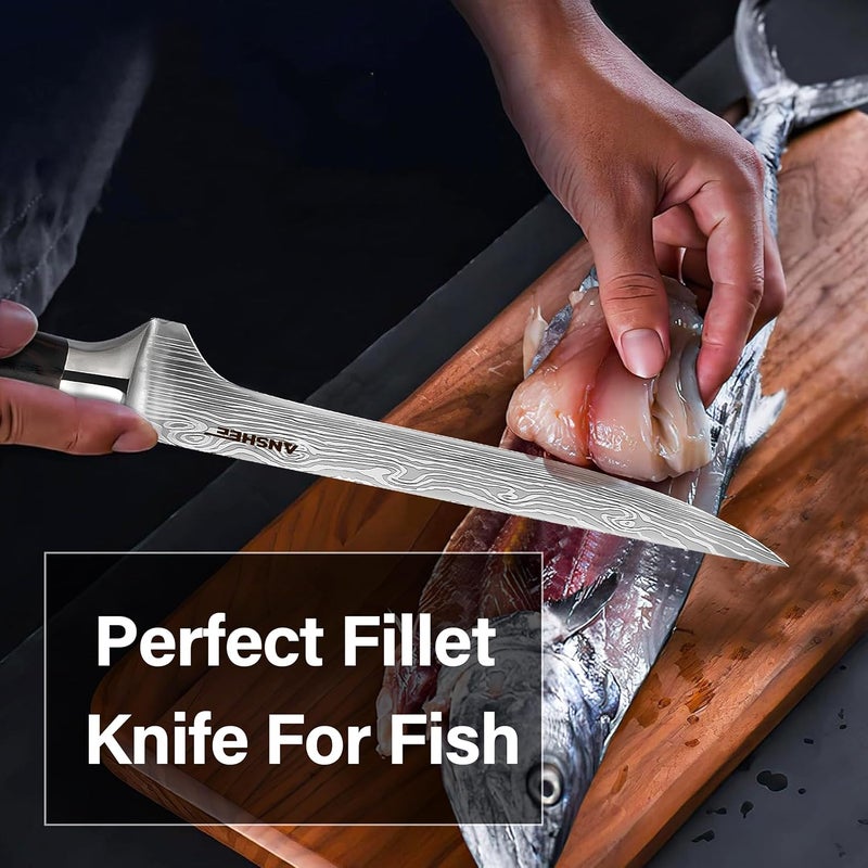 anshee 6 Inch Boning Knife - High Carbon Stainless Steel Sharp Fillet & Trimming Knife, Multipurpose Wood Handle Blade with Sheath & Gift Box for Meat, Fish & Deboning (Home & Restaurant Use) - Image 5