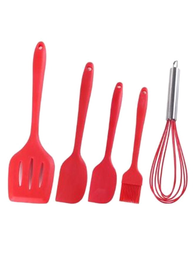 إسكدنيا طقم أدوات مطبخ مقاومة للحرارة مكون من 5 قطع أحمر/فضي - Image 2