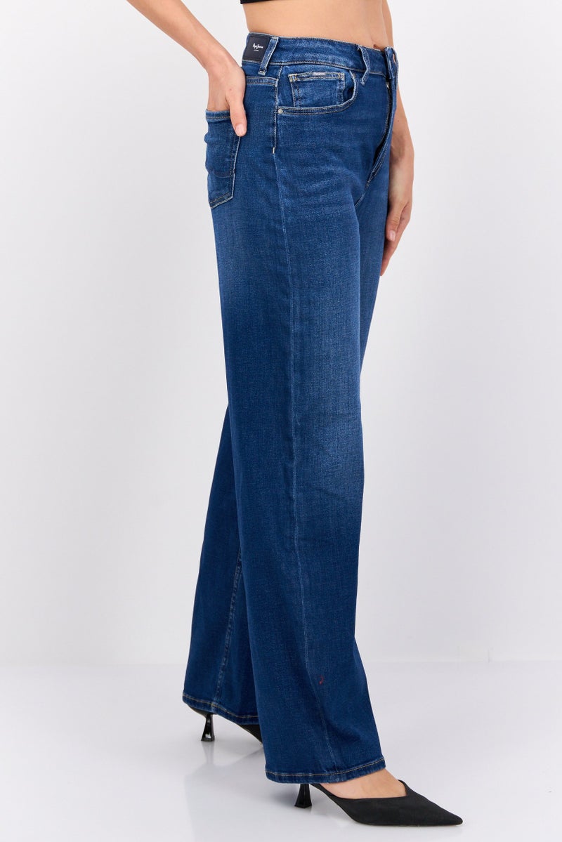 Pepe Jeans Women Regular Fit Washed Stretchable Jeans, Blue - Image 2