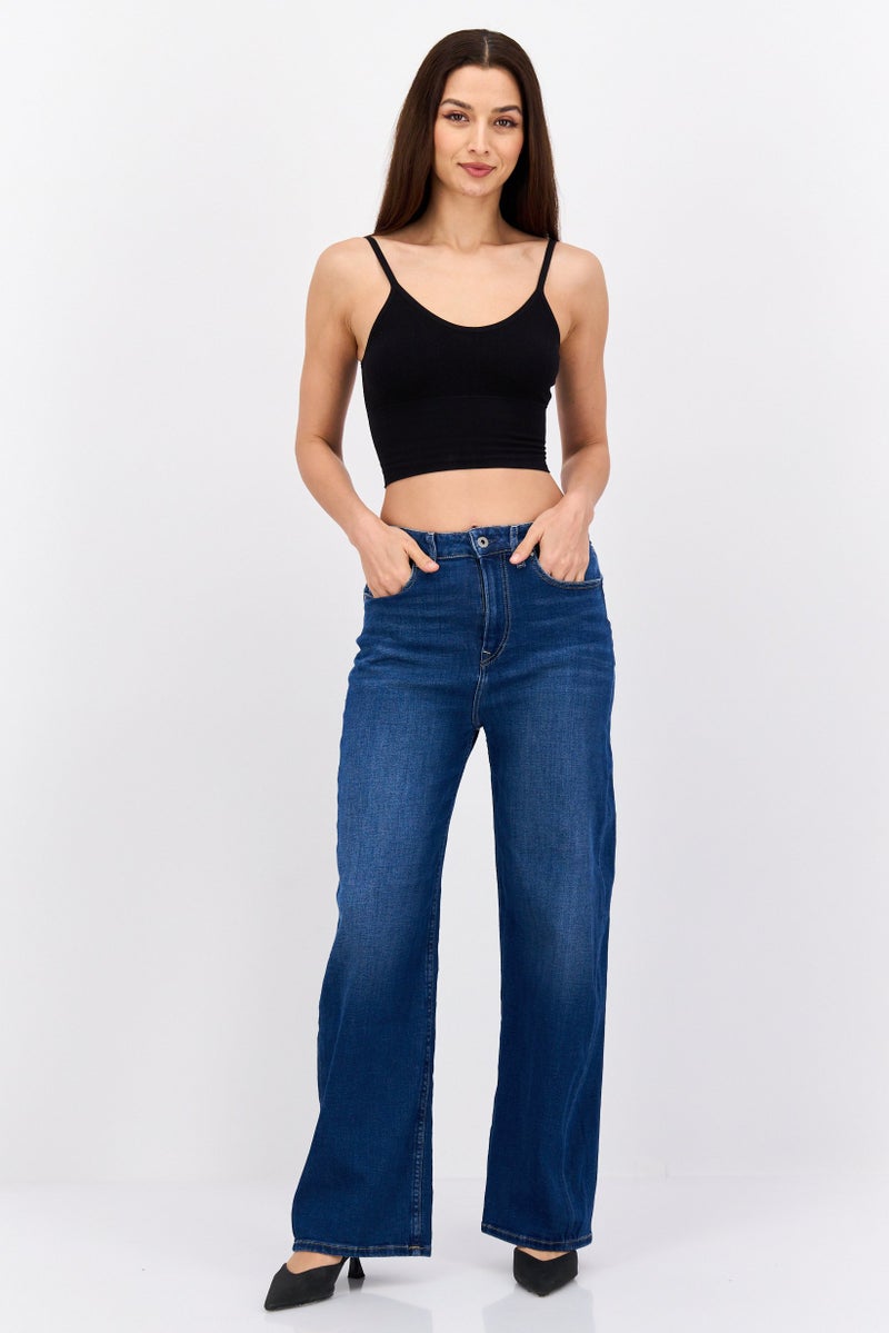 Pepe Jeans Women Regular Fit Washed Stretchable Jeans, Blue - Image 4