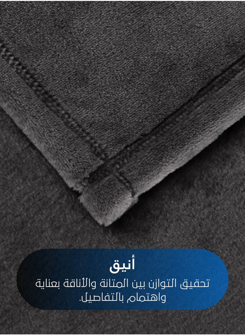 سيد المنسوجات المنزلية - بطانية مخمل خفيفه بمقاس مفرد، سلسلة مورا، 350 جم/متر مربع، 230 × 170 سم، صوف إضافي فائق النعومة لجميع فصول السنة، يستخدم كغطاء للسرير بطانيات . - Image 1