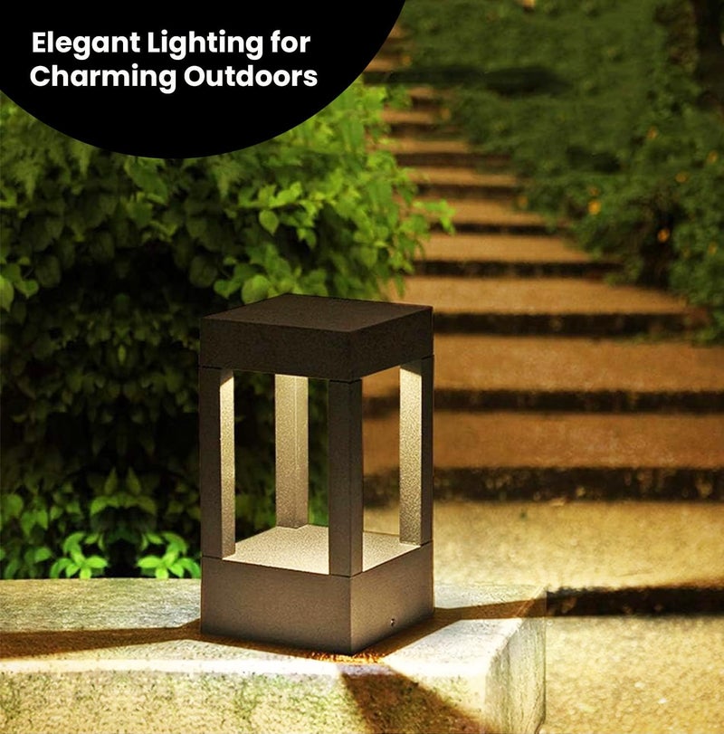 GIGAWATTS SURANS PP Outdoor Gate Light – 12W Integrated Light 101% Rust & Waterproof Die-Casting Aluminium Piller Lamp Base Mount Grey Exterior Fixture for Garden, Boundary & Home Entrance - Image 5