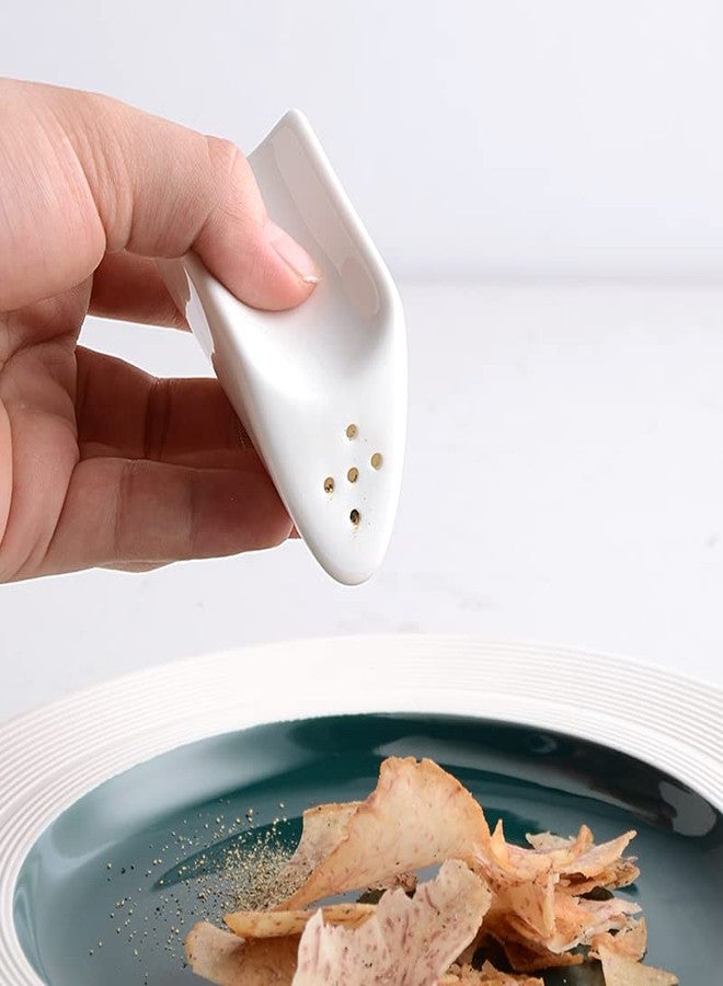 123Arts طقم من 4 قطع من علب الملح والفلفل الخزفية من 123Arts مع حامل أعواد الأسنان وصينية - Image 5