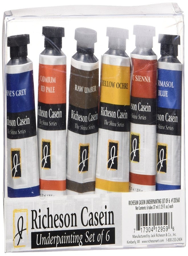 Jack Richeson Casein The Shiva Series Underpainting with 37ml Tubes, Set of 6 - Image 1