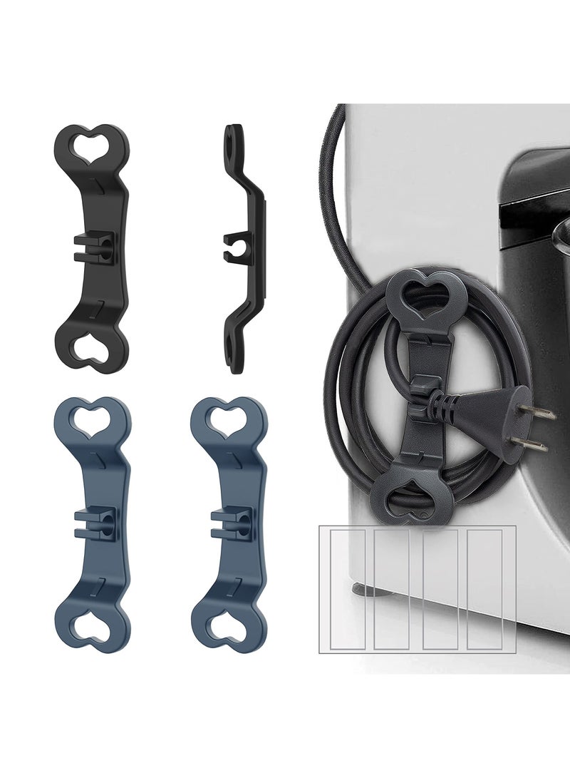 4 PCS Kitchen Appliance Cord Winder Set, Self Adhesive Cord Organizer with 4 PCS Spare Double-Sided Tapes, Kitchen Organiser Cable Organiser Cord Organizer for Kitchen Appliances (Black, Grey) KSA | R - Image 1