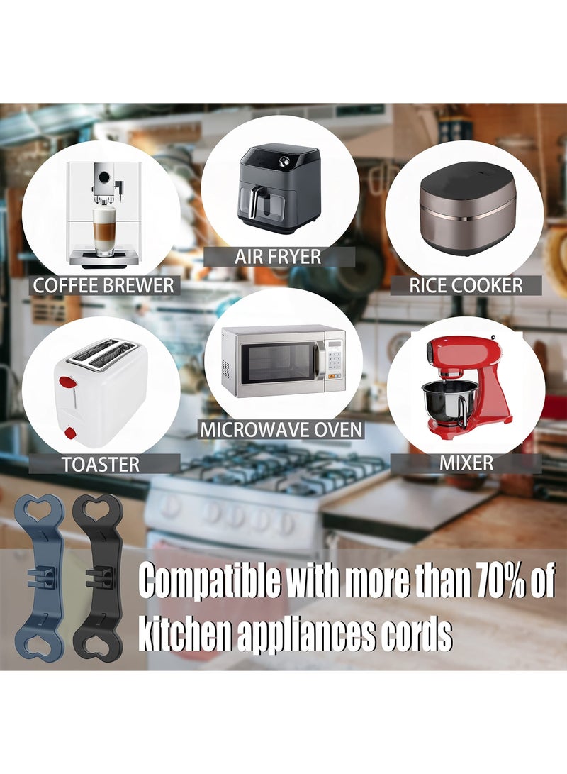 4 PCS Kitchen Appliance Cord Winder Set, Self Adhesive Cord Organizer with 4 PCS Spare Double-Sided Tapes, Kitchen Organiser Cable Organiser Cord Organizer for Kitchen Appliances (Black, Grey) KSA | R - Image 5