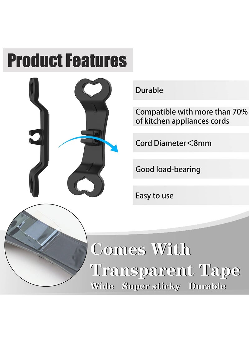 4 PCS Kitchen Appliance Cord Winder Set, Self Adhesive Cord Organizer with 4 PCS Spare Double-Sided Tapes, Kitchen Organiser Cable Organiser Cord Organizer for Kitchen Appliances (Black, Grey) KSA | R - Image 2