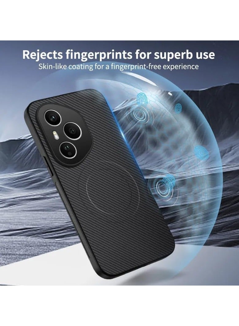 General Magnetic Case Compatible Honor 400 Pro 5G 【Support Wireless Charging】 Leather Case Carbon Fiber Texture Shockproof Protective Back Cover  - Image 4