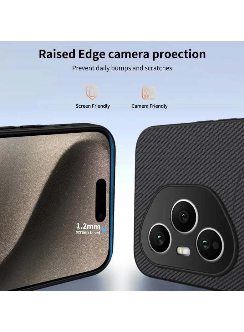 General Magnetic Case Compatible Honor 400 Pro 5G 【Support Wireless Charging】 Leather Case Carbon Fiber Texture Shockproof Protective Back Cover  - Image 3