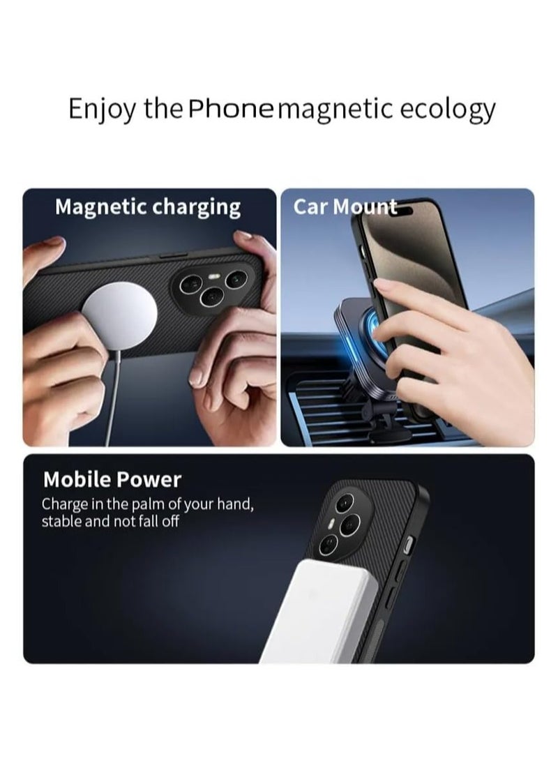 General Magnetic Case Compatible Honor 400 Pro 5G 【Support Wireless Charging】 Leather Case Carbon Fiber Texture Shockproof Protective Back Cover  - Image 5