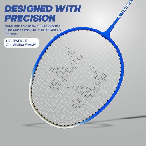 Konex Lightweight Aluminium Badminton Racquet for Beginners & Intermediates | Durable Frame with Full Cover Bag - Blue (Pack of 2) - Image 4
