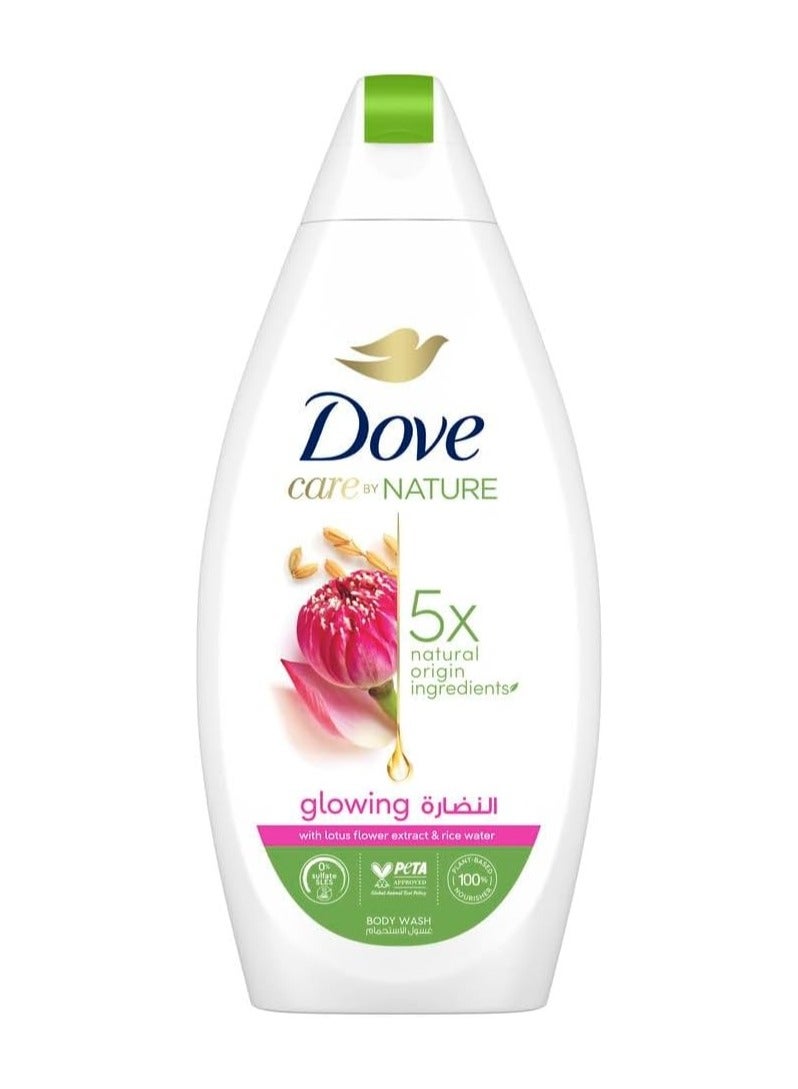 DOVE Care by Nature GLOWING Body Wash, with renew blend technology, Lotus & Rice Water, soap with ¼ moisturising cream, 500ml