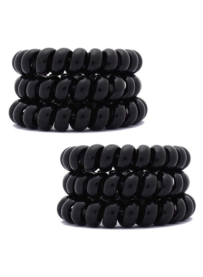 HP HIGH PROFILE Spiral Stretch Ponytail Holder Elastic Hair Tie Rubber Bands For Girls And Women Pack Of 6 (Black) - Image 2
