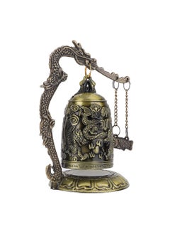 SYOSI Vintage Dragon Bell, Vintage Style Bronze Lock Carved Dragon Tibet Buddhist Bell, Chinese Feng Shui Ornament Dragon Bell Buddhist Collectibles Good Luck Bell  for Home Outdoor Indoor Decor  - Image 1